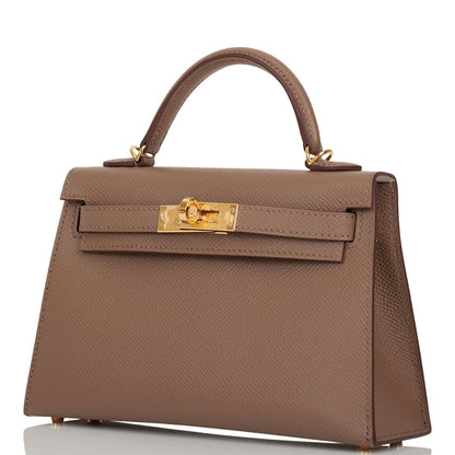 Hermes Special Order (HSS) Kelly Sellier 20 Etoupe Verso Epsom Gold Hardware