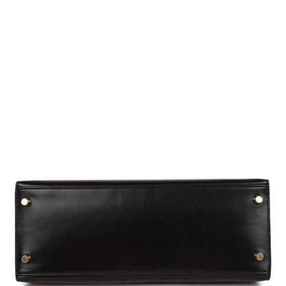 Hermes Kelly Sellier 28 Black Box Gold Hardware