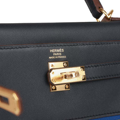 Hermes Colormatic Kelly Retourne 25 Caban, Black and Chai Swift Gold Hardware