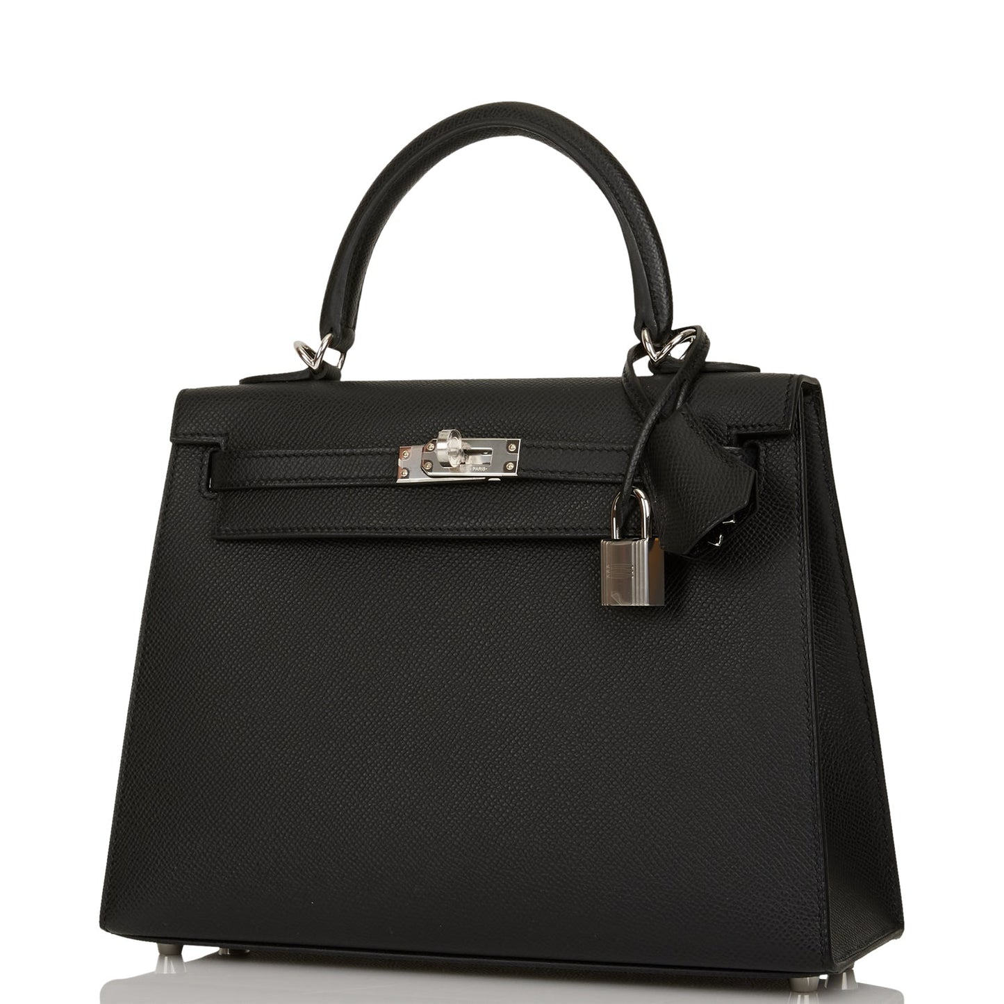 Hermes Kelly Sellier 25 Black Epsom Palladium Hardware