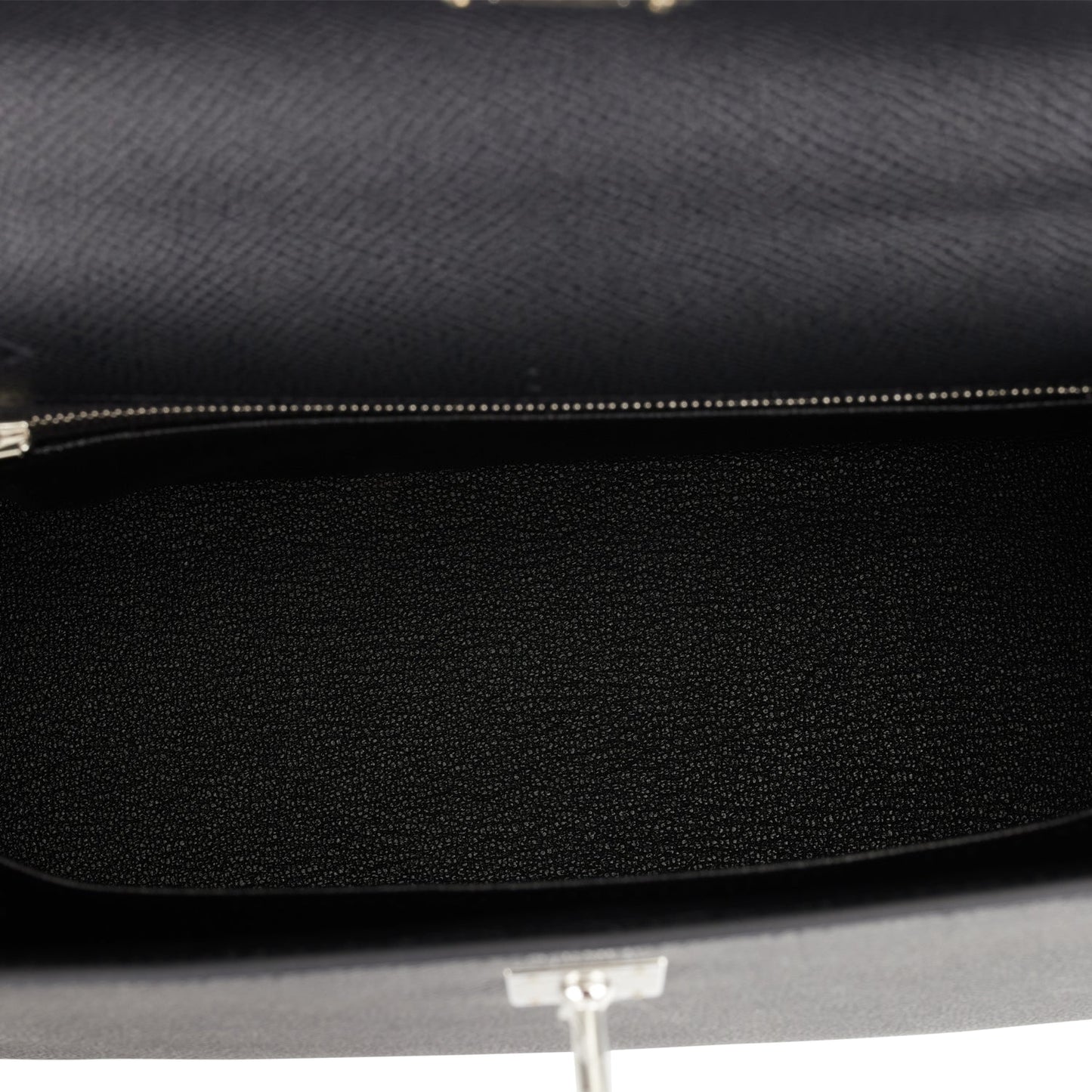 Hermes Kelly Sellier 25 Black Epsom Palladium Hardware