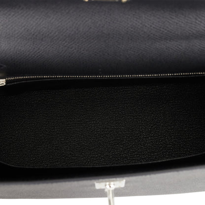 Hermes Kelly Sellier 25 Black Epsom Palladium Hardware