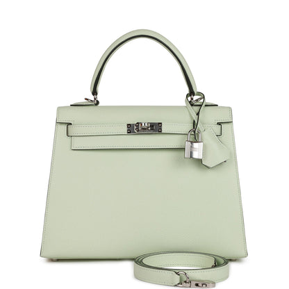 Hermes Kelly Sellier 25 Vert Fizz Epsom Palladium Hardware