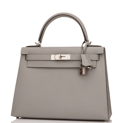 Hermes Special Order (HSS) Kelly Sellier 28 Gris Mouette Epsom Palladium Hardware