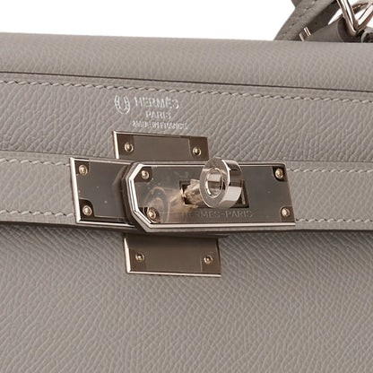 Hermes Special Order (HSS) Kelly Sellier 28 Gris Mouette Epsom Palladium Hardware