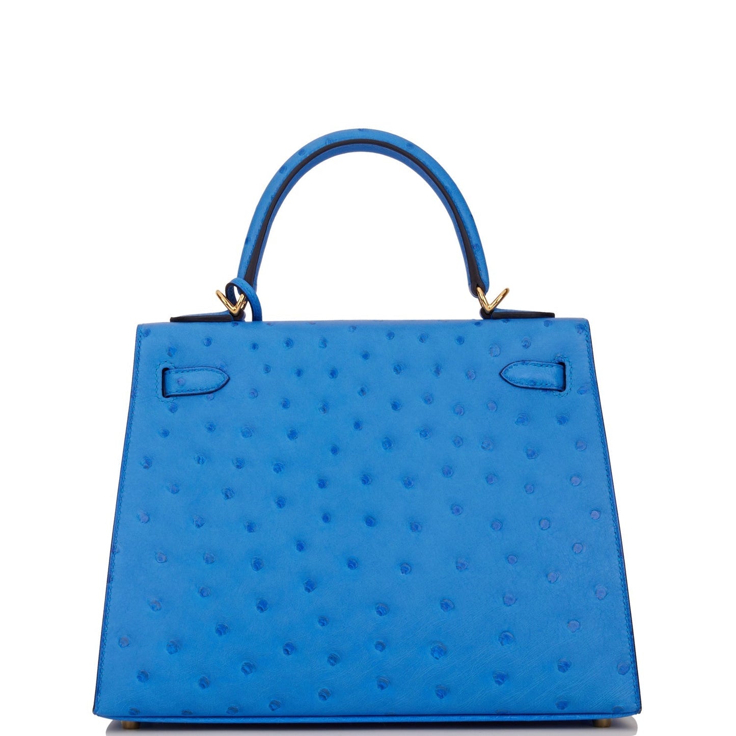 Hermes Kelly Sellier 25 Bleuet Ostrich Gold Hardware