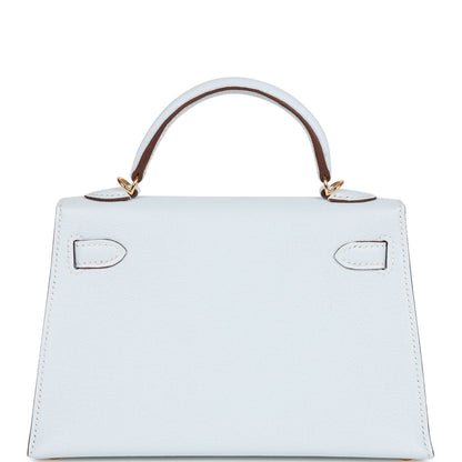 Hermes Kelly Sellier 20 Bleu Brume Chevre Gold Hardware