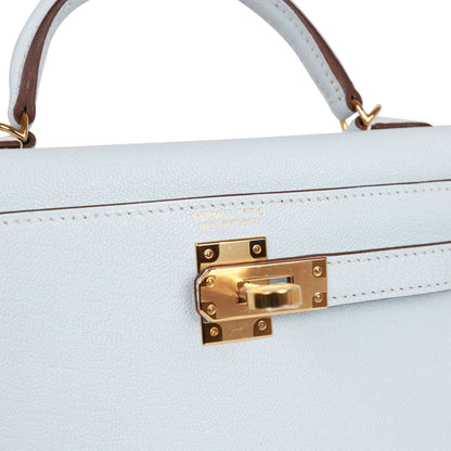 Hermes Kelly Sellier 20 Bleu Brume Chevre Gold Hardware