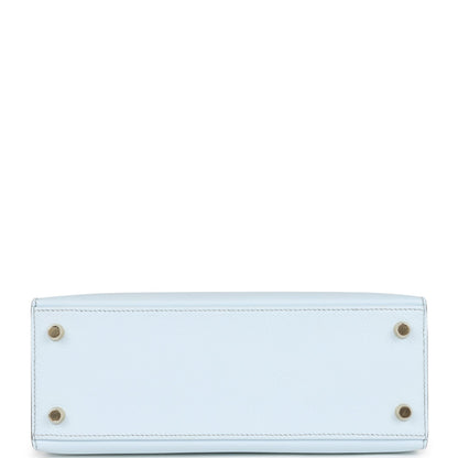 Hermes Special Order (HSS) Kelly Sellier 25 Bleu Brume and Bleu Glacier Epsom Brushed Gold Hardware - Remaining Payment 1