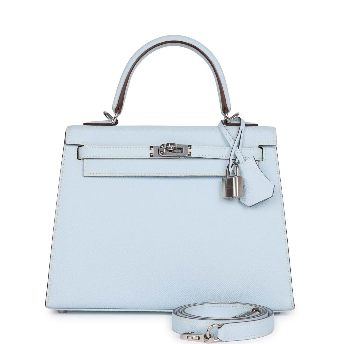 Hermes Kelly Sellier 25 Bleu Brume Epsom Palladium Hardware