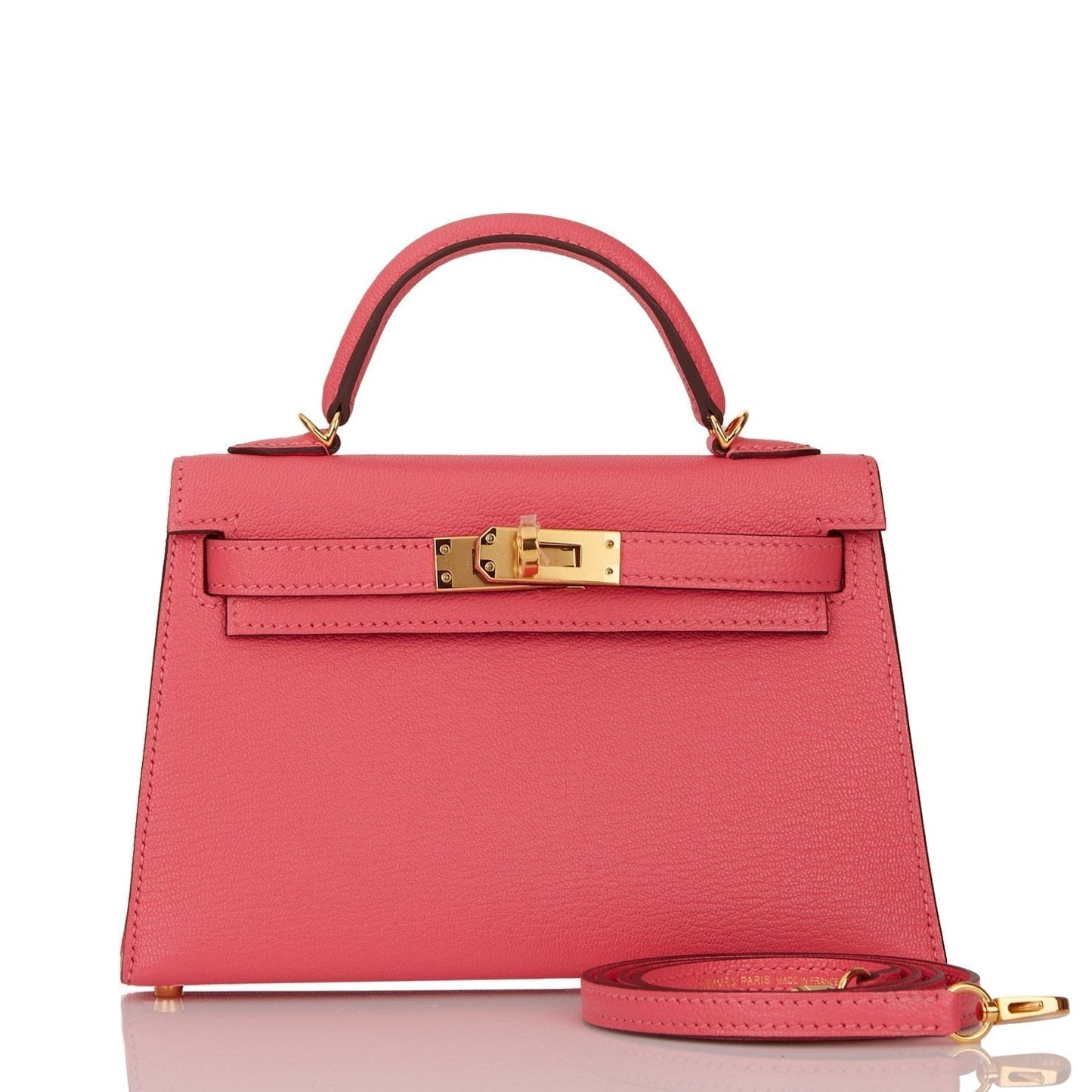 Hermes Kelly Sellier 20 Rose Lipstick Chevre Gold Hardware