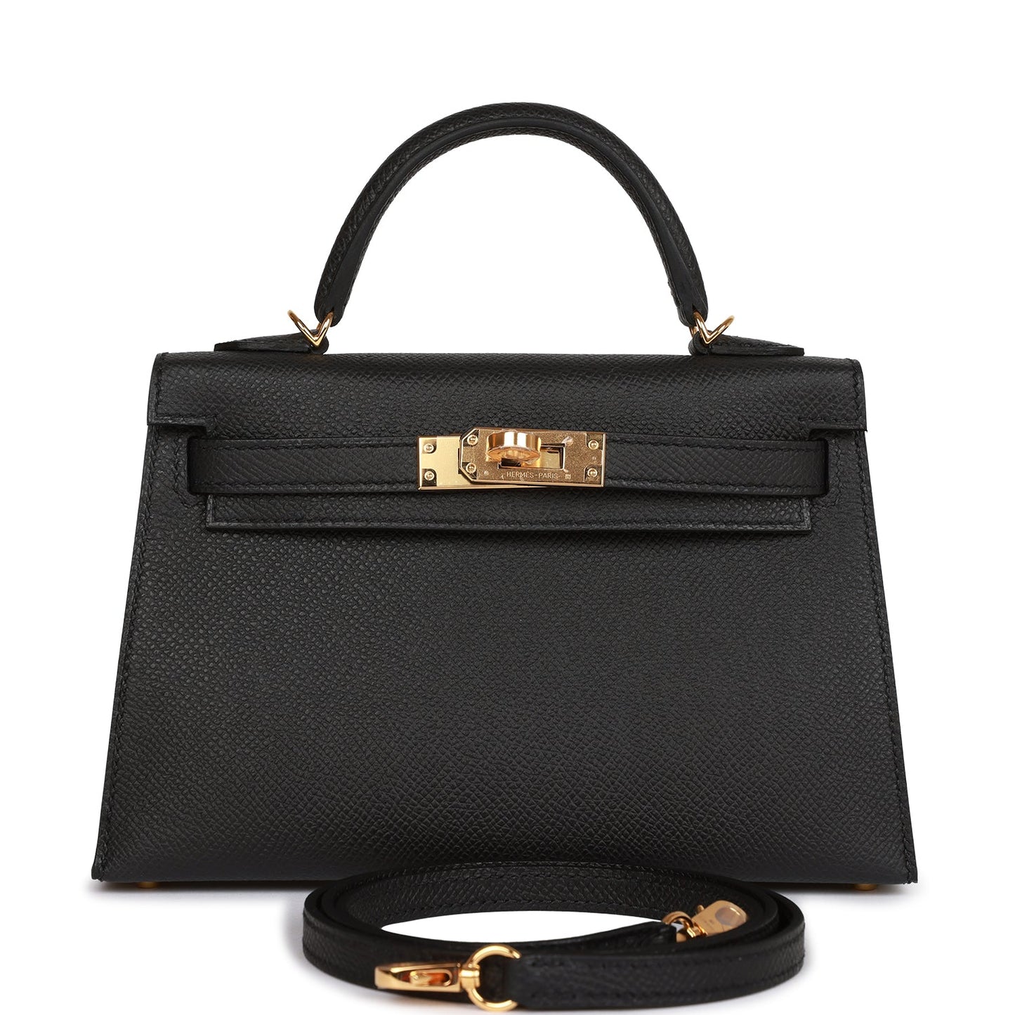 Hermes Kelly Sellier 20 Black Epsom Gold Hardware