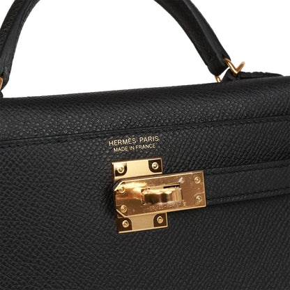 Hermes Kelly Sellier 20 Black Epsom Gold Hardware Deposit 1