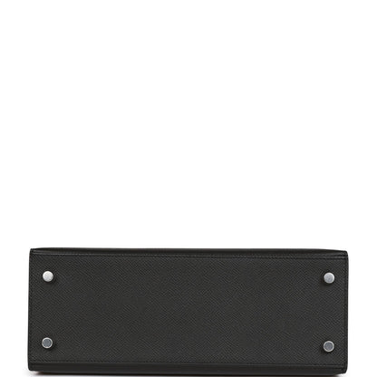 Hermes Kelly Sellier 25 Black Epsom Palladium Hardware