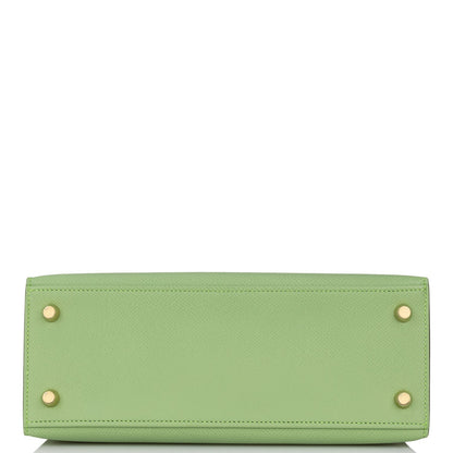 Hermes Kelly Sellier 25 Vert Criquet Epsom Gold Hardware