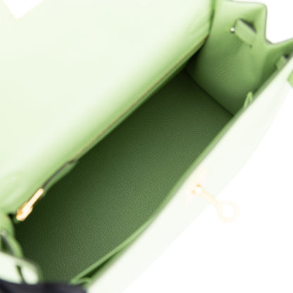 Hermes Kelly Sellier 25 Vert Criquet Epsom Gold Hardware