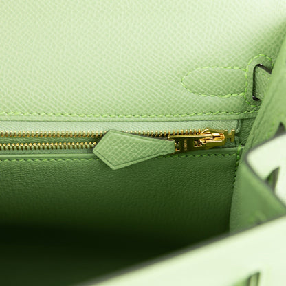 Hermes Kelly Sellier 25 Vert Criquet Epsom Gold Hardware