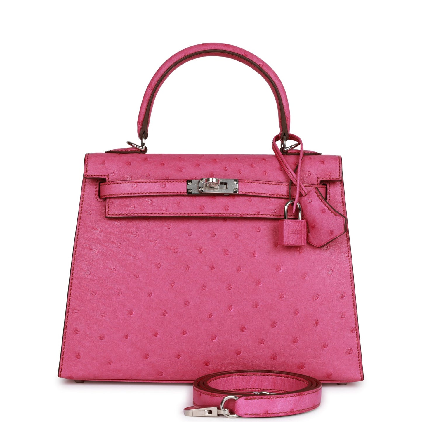 Hermes Kelly Sellier 25 Fuchsia Ostrich Palladium Hardware