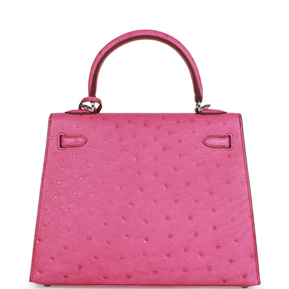 Hermes Kelly Sellier 25 Fuchsia Ostrich Palladium Hardware