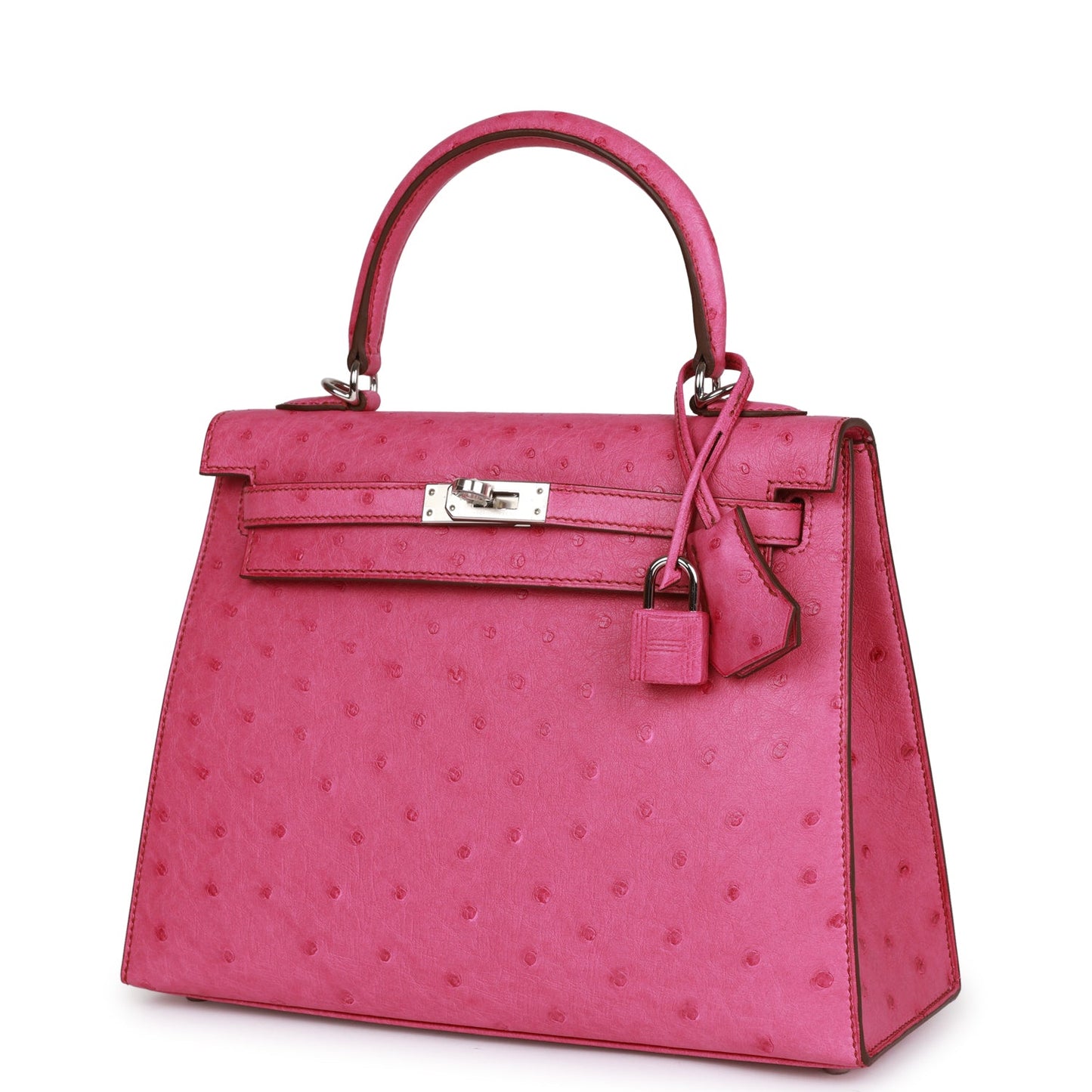 Hermes Kelly Sellier 25 Fuchsia Ostrich Palladium Hardware