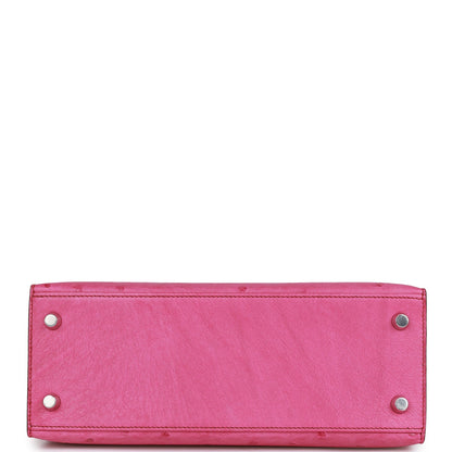 Hermes Kelly Sellier 25 Fuchsia Ostrich Palladium Hardware