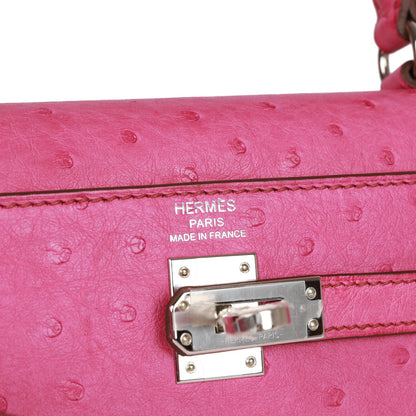 Hermes Kelly Sellier 25 Fuchsia Ostrich Palladium Hardware