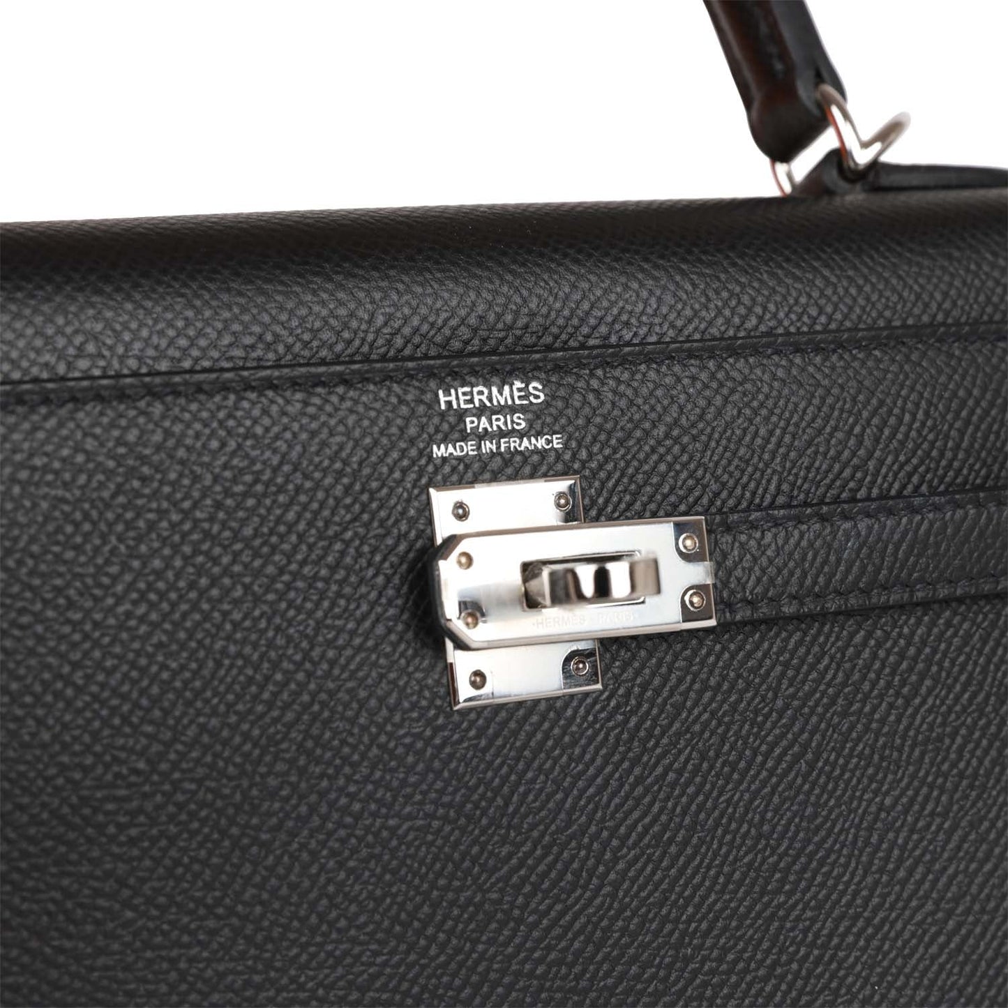 Hermes Kelly Sellier 25 Black Epsom Palladium Hardware