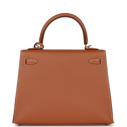 Hermes Kelly Sellier 25 Gold Epsom Gold Hardware