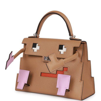 Hermes "Quelle Idolle" Picto Kelly Doll Chai Epsom Palladium Hardware