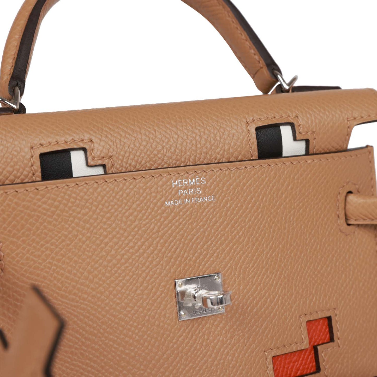 Hermes "Quelle Idolle" Picto Kelly Doll Chai Epsom Palladium Hardware