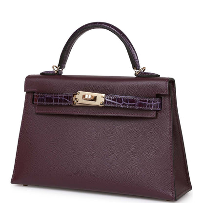 Hermes Kelly 20 Cassis and Amethyst Madame and Shiny Alligator Touch Permabrass Hardware