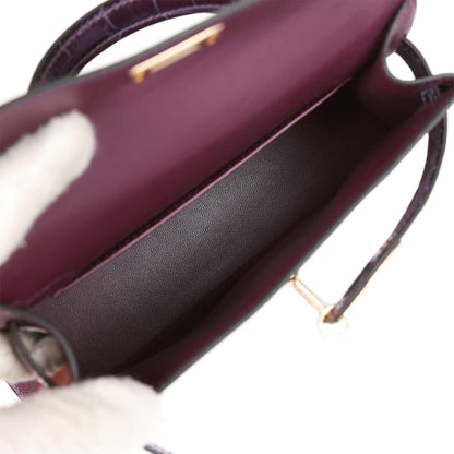 Hermes Kelly 20 Cassis and Amethyst Madame and Shiny Alligator Touch Permabrass Hardware