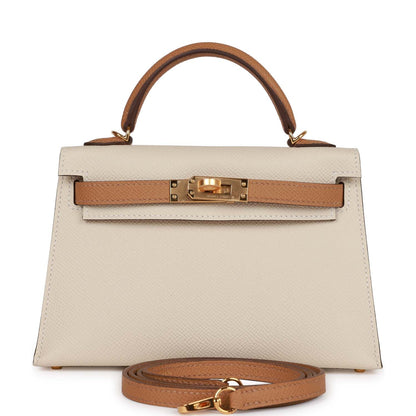 Hermes Special Order (HSS) Kelly Sellier 20 Craie and Biscuit Epsom Gold Hardware