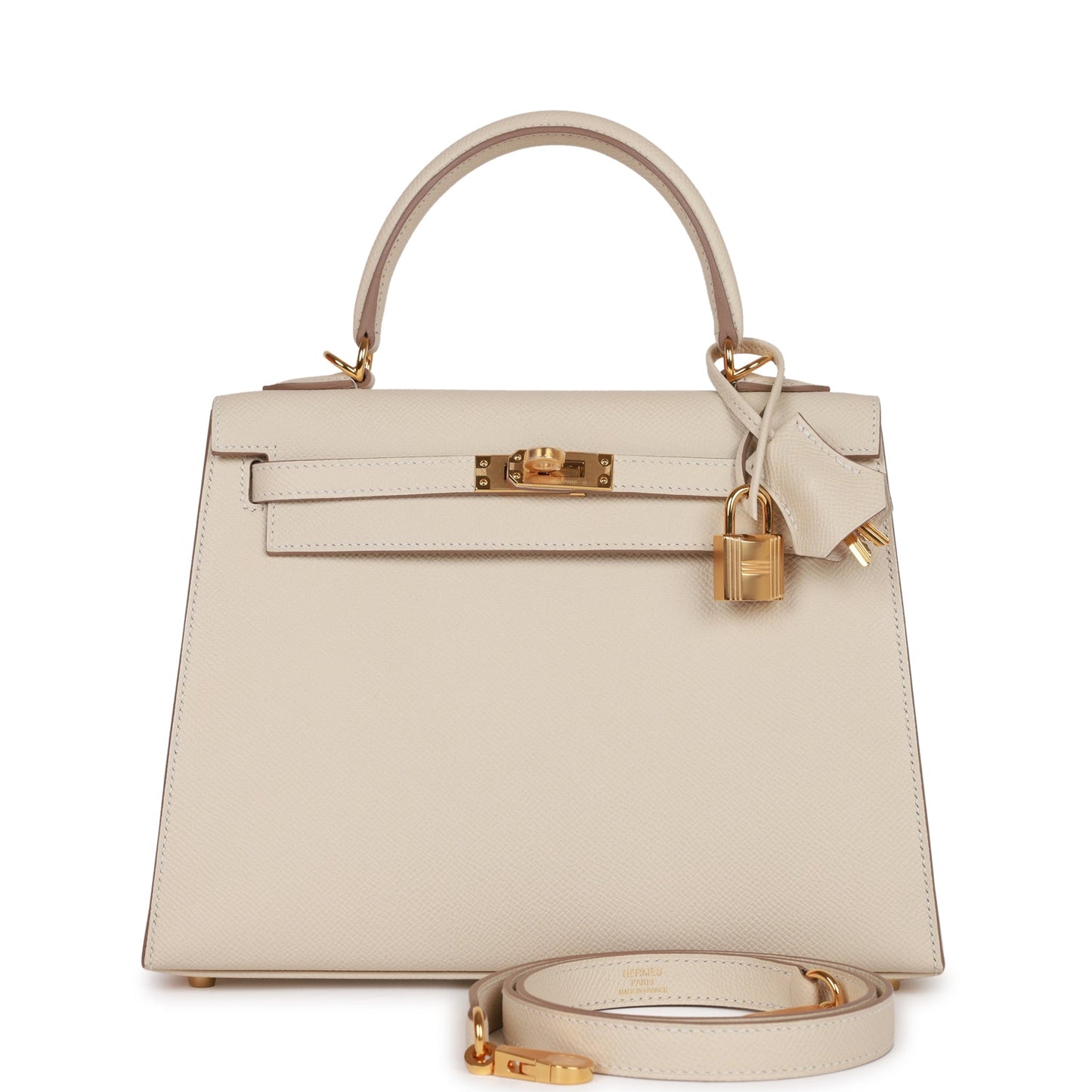 Hermes Kelly Sellier 25 Craie Epsom Gold Hardware