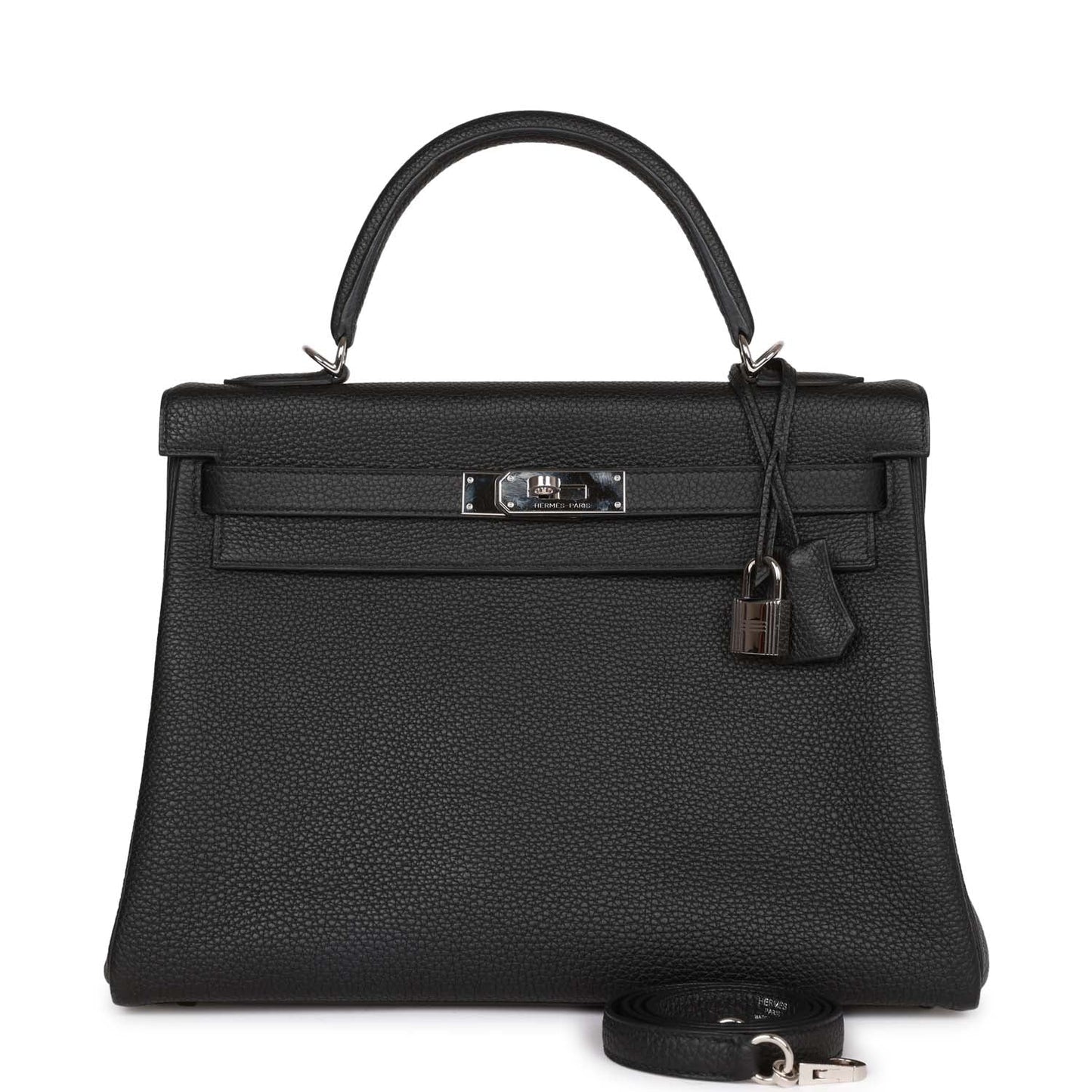 Hermes Kelly Retourne 32 Black Togo Palladium Hardware