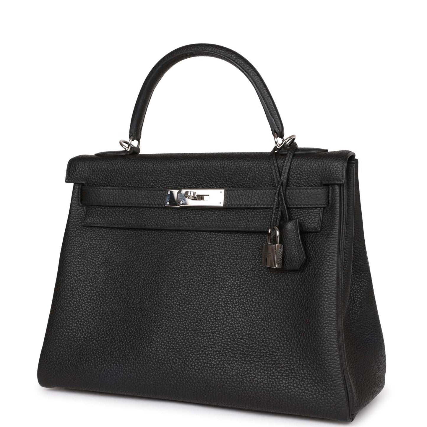 Hermes Kelly Retourne 32 Black Togo Palladium Hardware