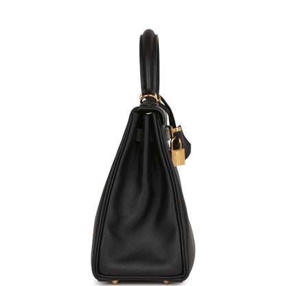 Hermes Kelly Retourne 25 Black Swift Gold Hardware