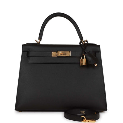 Hermes Kelly Sellier 28 Black Madame Gold Hardware