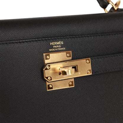 Hermes Kelly Sellier 28 Black Madame Gold Hardware