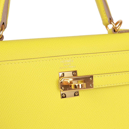 Hermes Kelly 25 Lime Epsom Gold Hardware