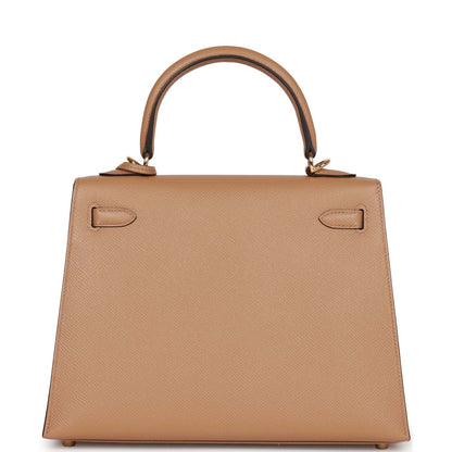 Hermes Kelly Sellier 25 Chai Epsom Gold Hardware