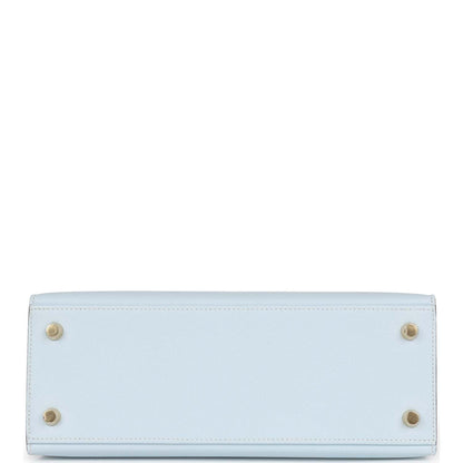 Hermes Special Order (HSS) Kelly Sellier 25 Bleu Brume Verso Epsom Gold Hardware