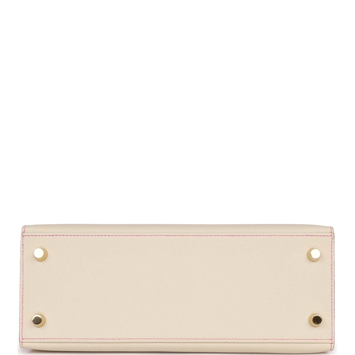 Hermes Special Order (HSS) Kelly Sellier 25 Craie and Rose Lipstick Epsom Brushed Gold Hardware