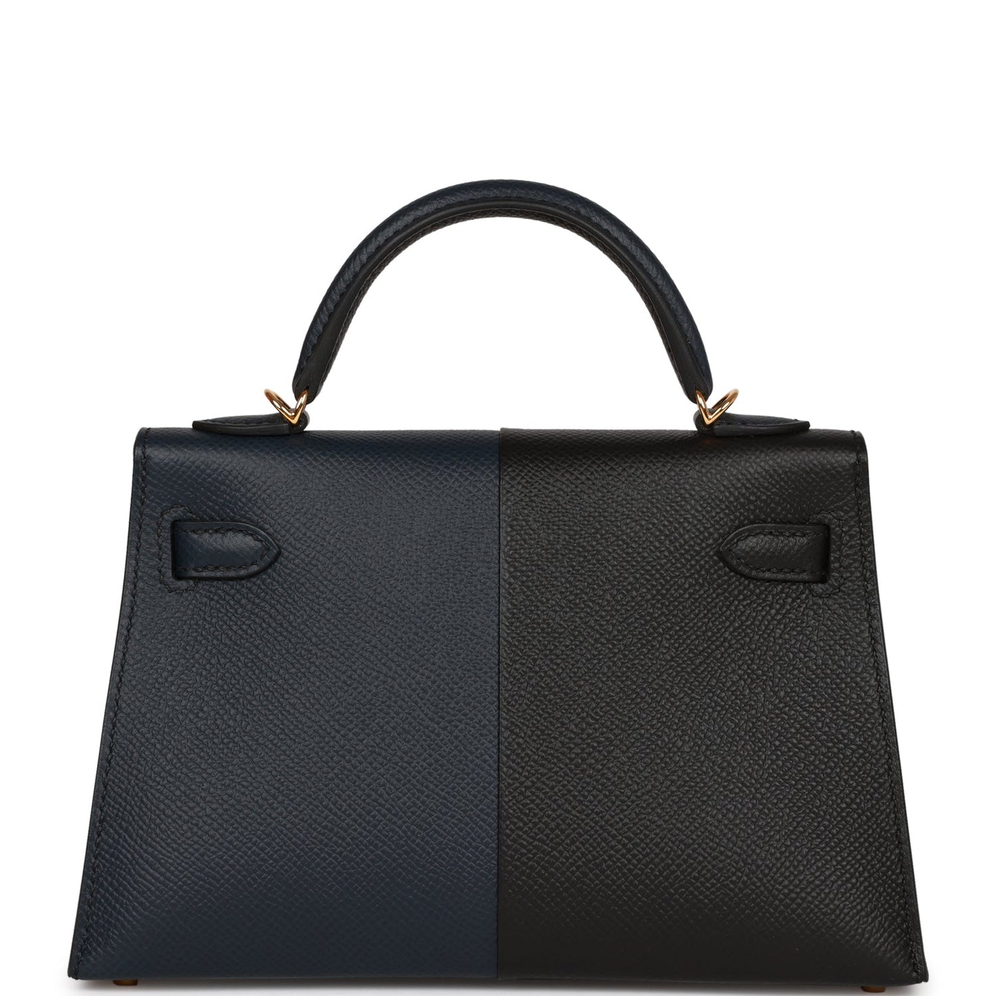 Hermes Kelly Sellier 20 Bleu Indigo, Black and Rouge H Casaque Epsom Gold Hardware