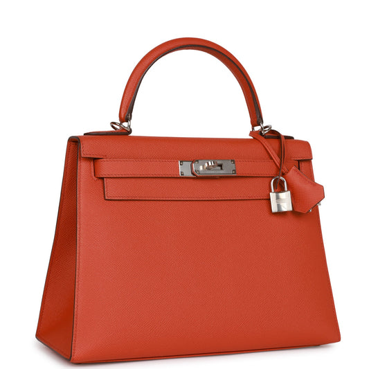 Hermes Kelly Sellier 28 Terre Battue Epsom Palladium Hardware