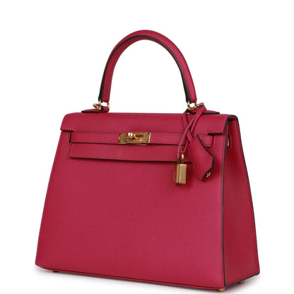 Hermes Kelly Sellier 25 Rose Pourpre Epsom Gold Hardware