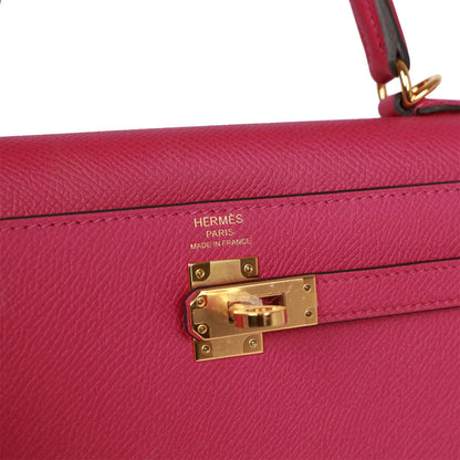 Hermes Kelly Sellier 25 Rose Pourpre Epsom Gold Hardware