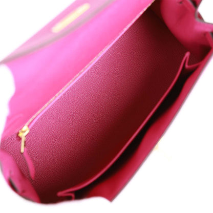 Hermes Kelly Sellier 25 Rose Pourpre Epsom Gold Hardware