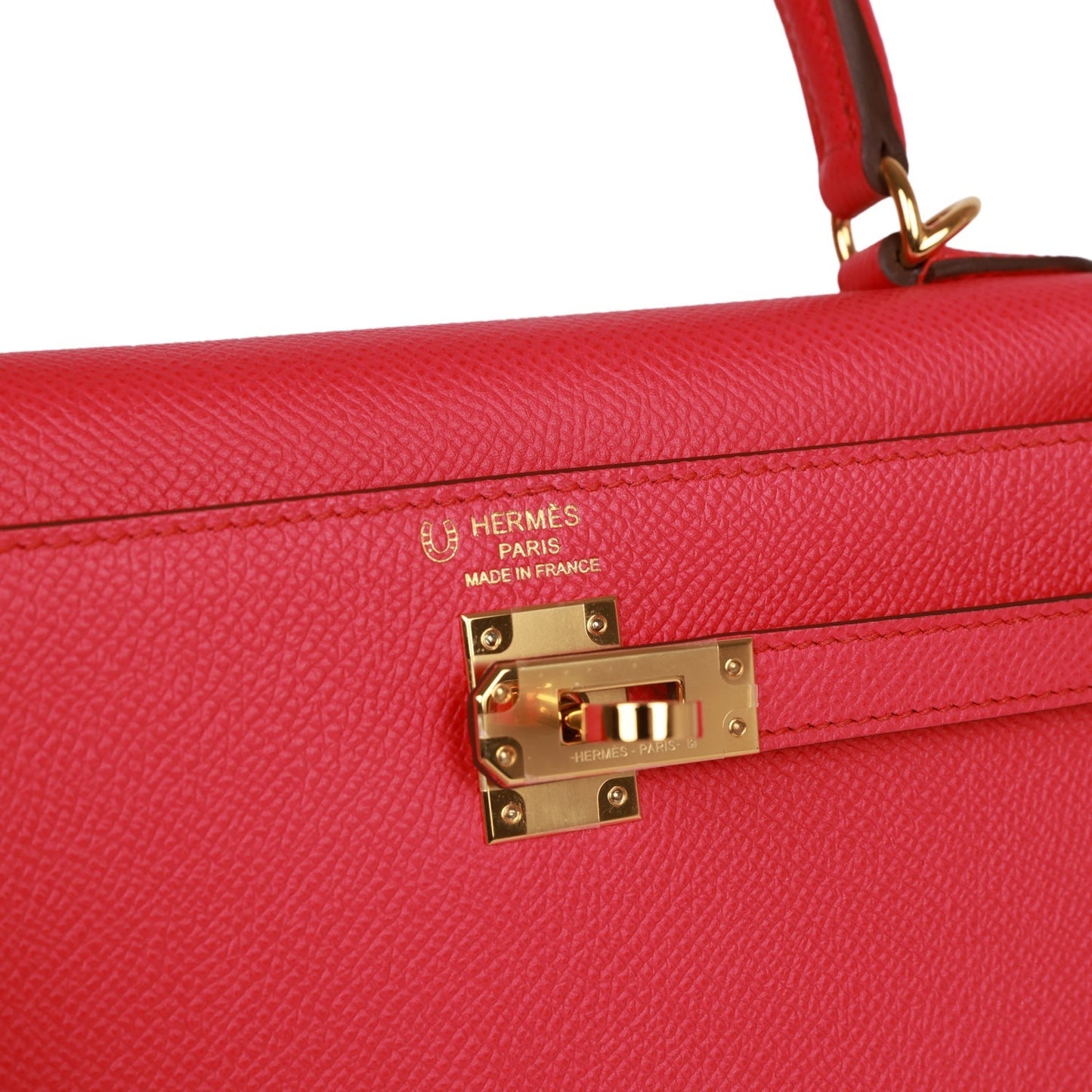 Hermes Special Order (HSS) Kelly Sellier 25 Rose Extreme Epsom Gold Hardware