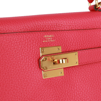 Hermes Kelly Retourne 28 Rose Extreme Clemence Gold Hardware